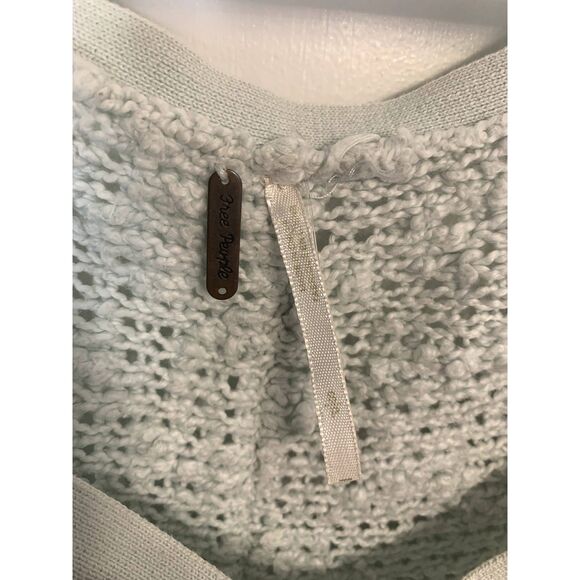 Free People Songbird Seafoam Oversized Chunky Knit V-Neck Sweater Size Small - Picture 3 of 4